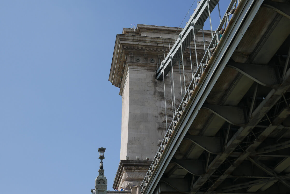 Под Цепным мостом Сечени в Будапеште