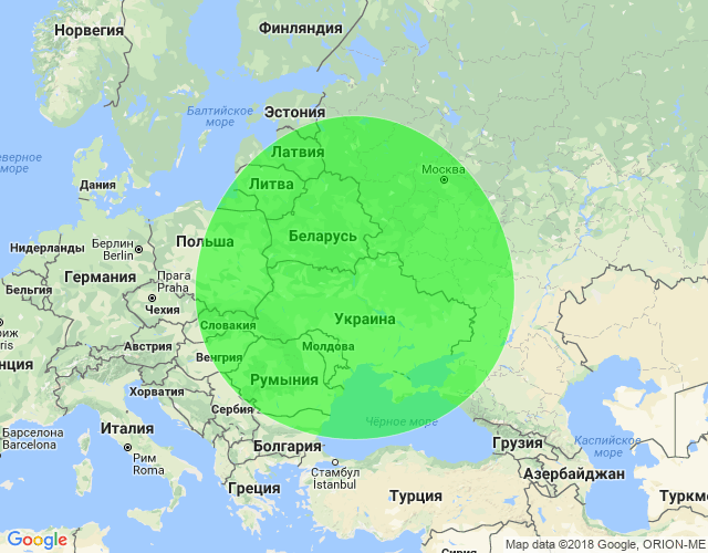 Карта поиска направления для путешествия из Киева